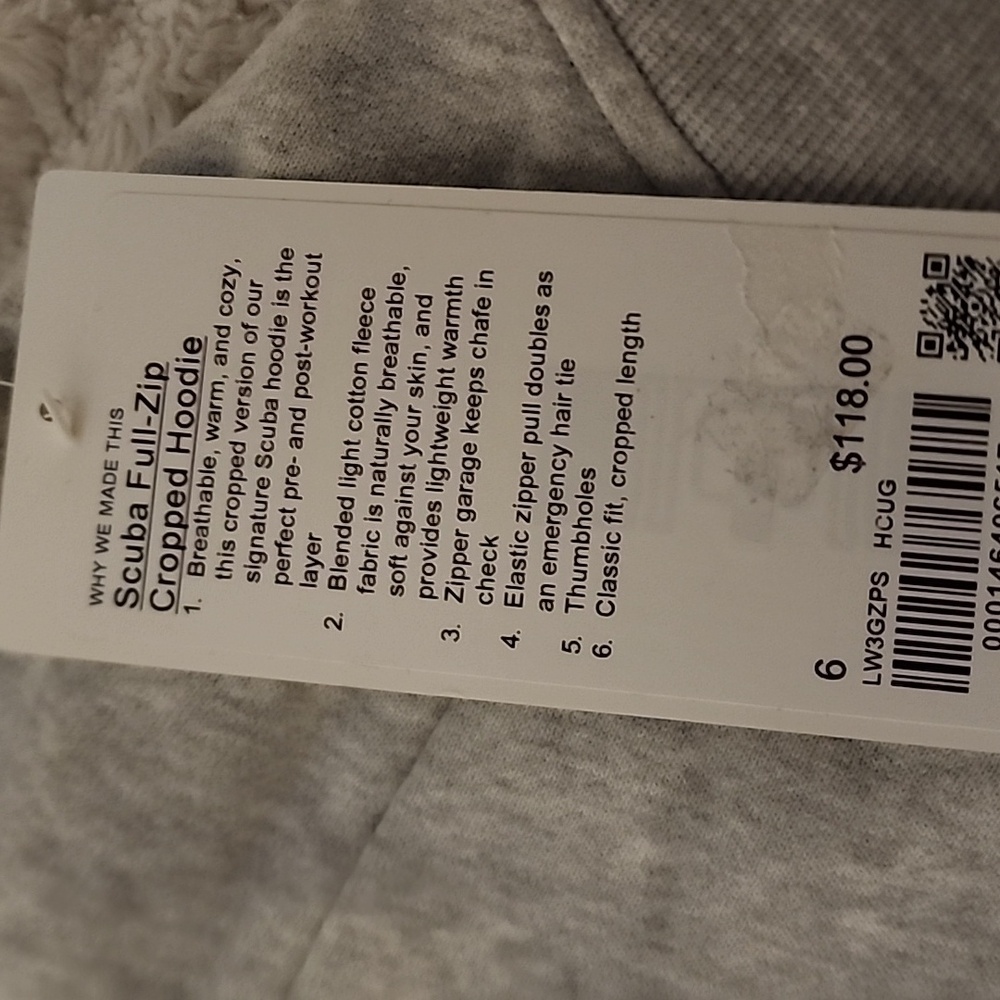 NWT Lululemon Scuba Full Zip Cropped Hoodie - Picture 4 of 4